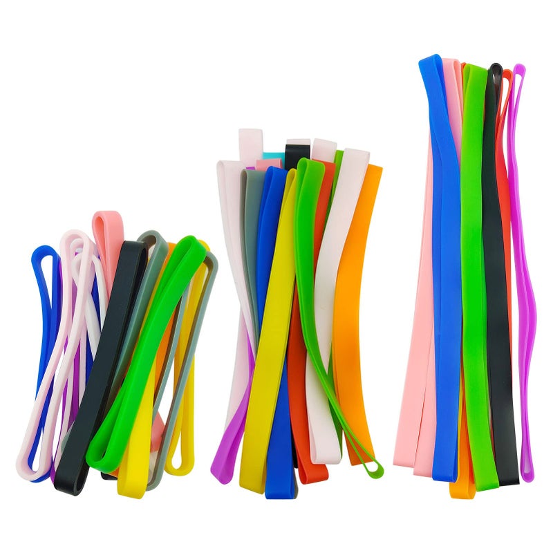 Oubaka 40pcs Silicone Rubber Bands Colorful Elastic Rubber Wrapping Bands Assorted Color Rubber Bands for Books,Exercise,Wallet Card,Cooking Boxes Wraps,Office Supplies(3 Sizes,Random Color) - Image 1